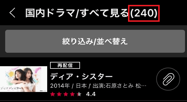 dTV 作品数　国内ドラマ